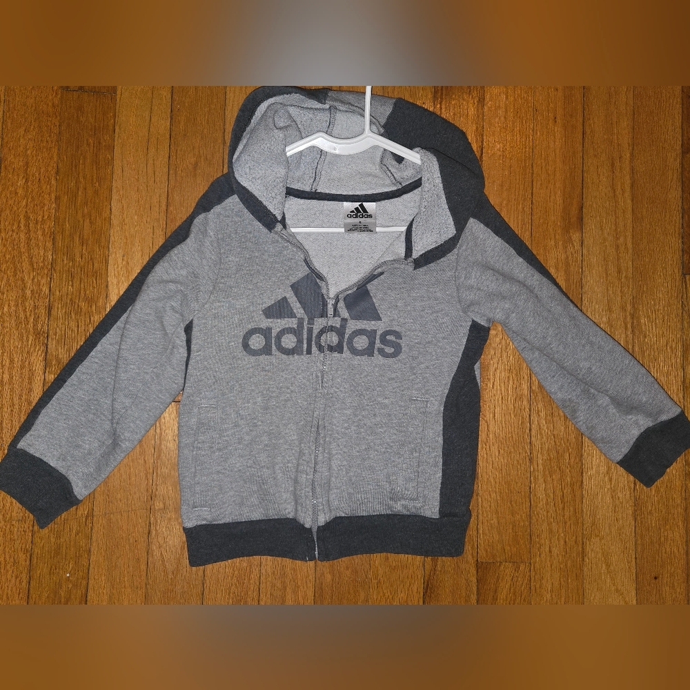 Adidas Kids Two-Tone Gray Zip-Up Sweater